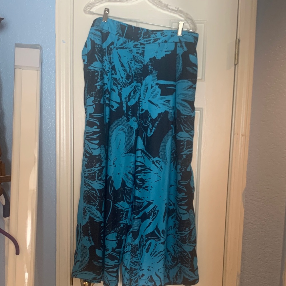 Turquoise /black Wide-Leg spring/summer/fall Pants